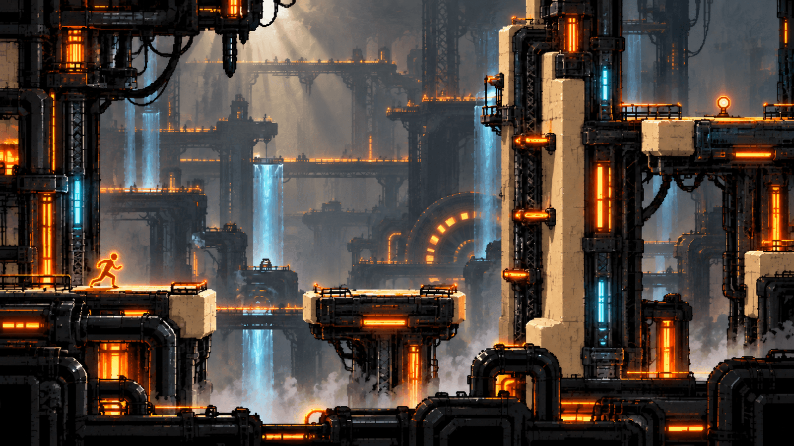 IGTAP player approaching an industrial platforming obstacle