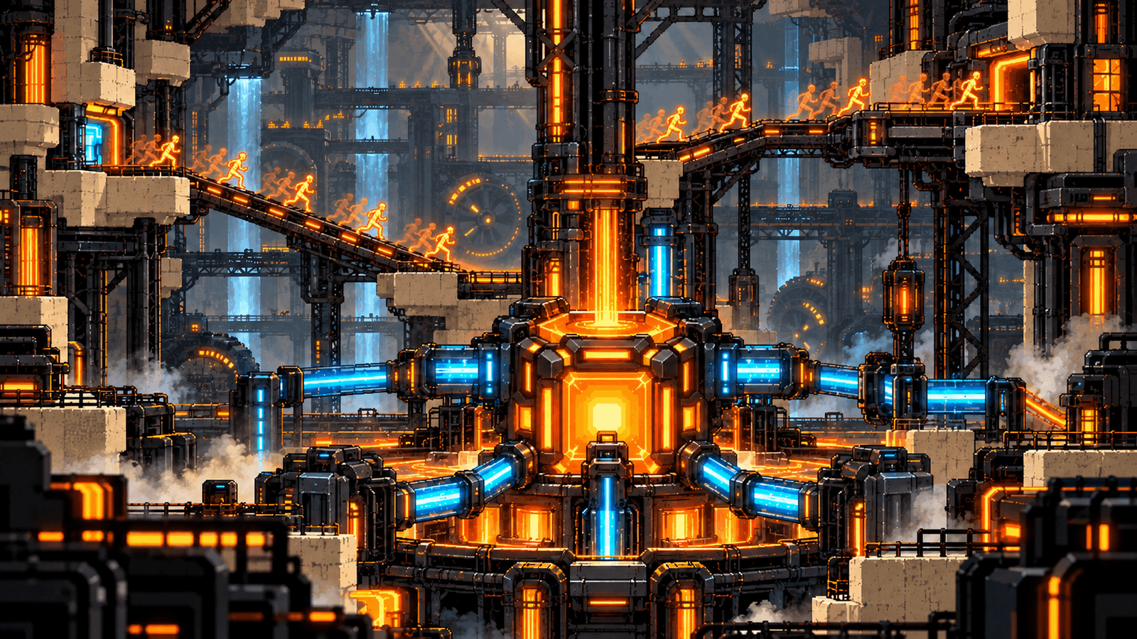 IGTAP industrial upgrade interface and glowing platform machinery